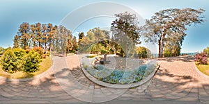 Botanical garden Georgia Batumi blue sky trees spring with 3D spherical panorama with 360 degree viewing angle Ready for virtual