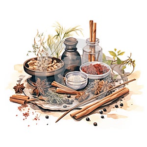 botanical illustration with chinese medicine plants 4