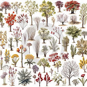 Botanical Illustration Of Midwest Trees: Realistic Color Schemes And Miniature Dioramas