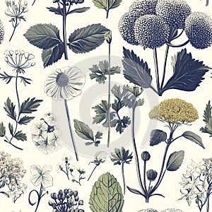 Botanical Floral Pattern Illustration