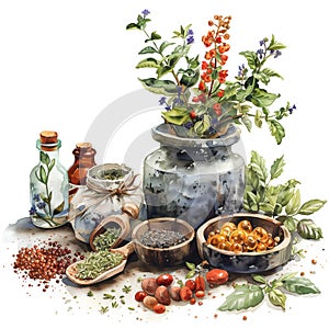 botanical illustration with plants chinese medicine 12