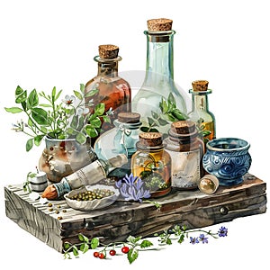 botanical illustration with plants chinese medicine 13