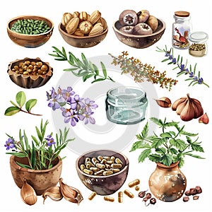 botanical illustration with plants chinese medicine 8
