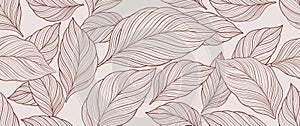 Botanical leaf line art wallpaper background vector.