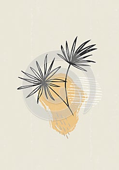 Botanical leaves print boho minimalist wall art