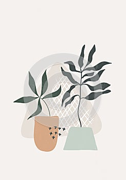 Botanical leaves print boho minimalist wall art