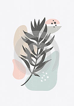 Botanical leaves print boho minimalist wall art