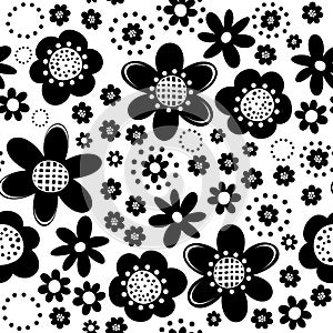 Botanical monochrome seamless pattern