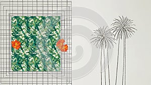 Botanical Palm and Fruits Pattern