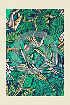 Botanical poster inspired by the work of Morris