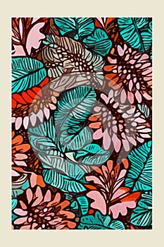 Botanical poster inspired by the work of Morris