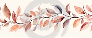 botanical seasonal plant nature background autumn watercolor orange decoration fall leaf. Generative AI.