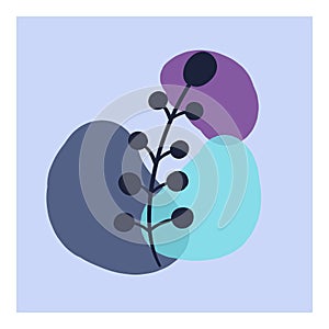 Botanical set of vector wall drawings. Floral and leafy pattern with abstract shape Vector illustration.Brown Beige