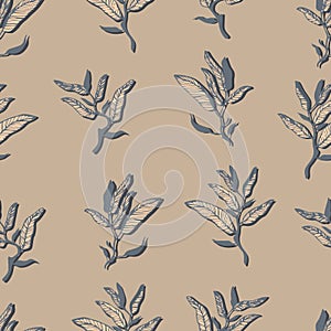 botanical vector seamless pattern with foliage and leaves