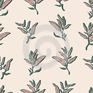 botanical vector seamless pattern with foliage and leaves