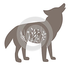 Botanical wolf pictogram isolated vector illustration