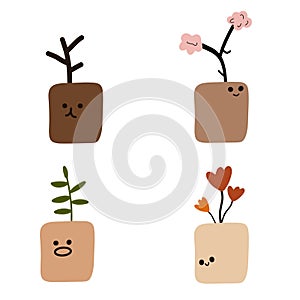 Botanicals: Cute Potted Plants with Expressive Faces Charming Illustrated
