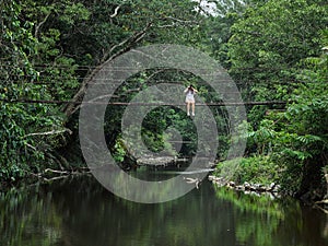 Botanist asian girl learning adventure outdoor activity with lifestyle in rainforest