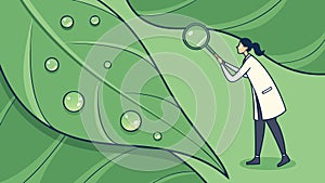 Botanist Studying Dewdrop, Nature and Micro-Observation. vector design Generative AI