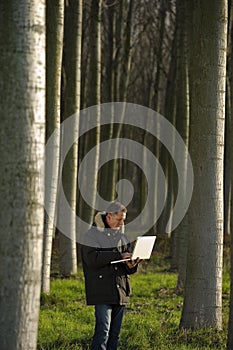 Botanist working outdoors
