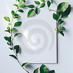 Botany layout with leaves bordering for copy space