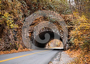 Bote Mountain Tunnel through Great Smoky Mountain National Park in Tennessee