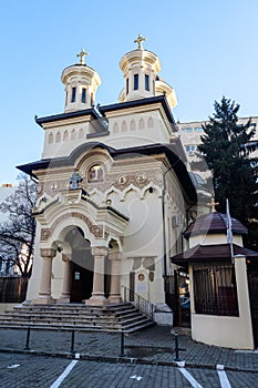 Boteanu Orthodox Church (Biserica Ortodoxa Boteanu) in the old city center in a sunny winter photo