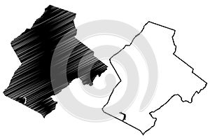 Botetourt County, Commonwealth of Virginia U.S. county, United States of America, USA, U.S., US map vector illustration,