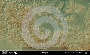 Botevgrad outlined, Bulgaria. Physical