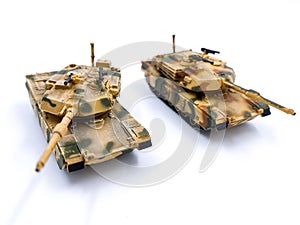 Both Toy tank isolated on white