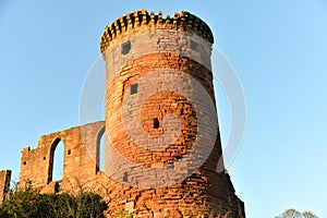 Bothwell Castle Tower Stands Tall in the Winter Sunlight
