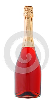 Botlle of red champagne.