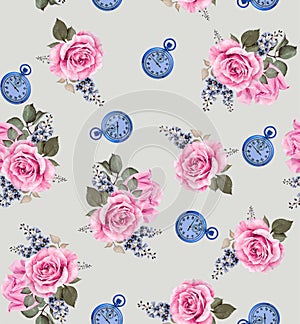 botnical pink rose flower pattern art floral design