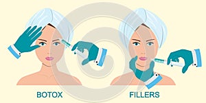 Botox and fillers injection to anti-aging skin care photo