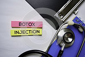 Botox injection text on top view  on white background. Healthcare/medical concept photo
