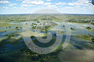 Botswana: Airshot from the flooded Okavango Delta in the Kalahari