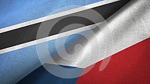 Botswana and Czech Republic two flags textile cloth, fabric texture