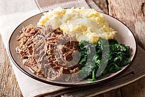 Botswana festive meal: seswaa stewed beef with pap porridge and