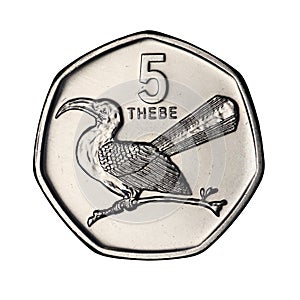Botswana five thebe from 2013