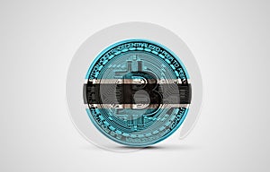 Botswana flag on a bitcoin cryptocurrency coin. 3D Rendering
