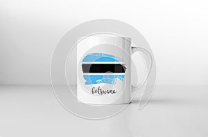 Botswana flag on white coffee mug.