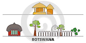 Botswana flat landmarks vector illustration. Botswana line city with famous travel sights, skyline, design.