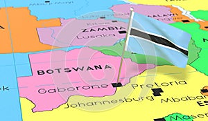 Botswana, Gaborone - national flag pinned on political map