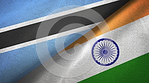 Botswana and India two flags textile cloth, fabric texture