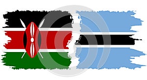 Botswana and Kenya grunge flags connection vector