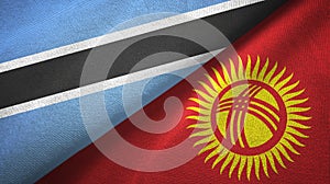 Botswana and Kyrgyzstan two flags textile cloth, fabric texture