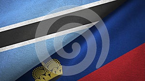 Botswana and Liechtenstein two flags textile cloth, fabric texture