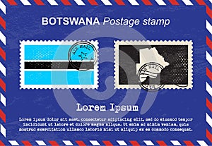 Botswana Postage stamp, vintage stamp, air mail envelope.