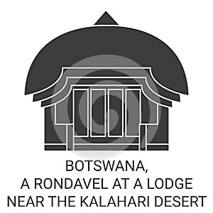 Botswana, A Rondavel At A Lodge Near The Kalahari Desert travel landmark vector illustration