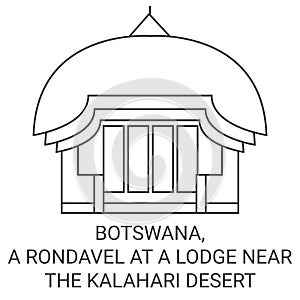 Botswana, A Rondavel At A Lodge Near The Kalahari Desert travel landmark vector illustration